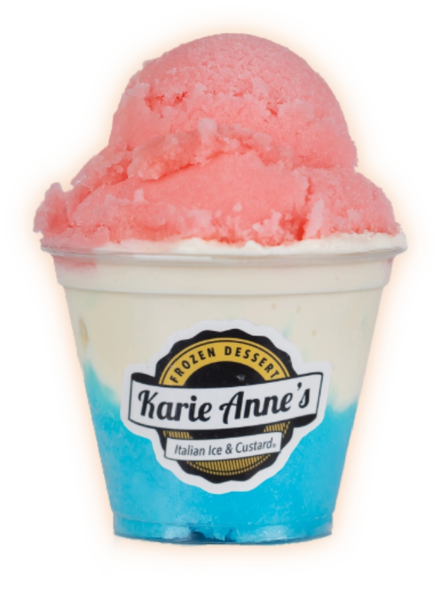 a gelati with vanilla ice cream and fruity italian ice